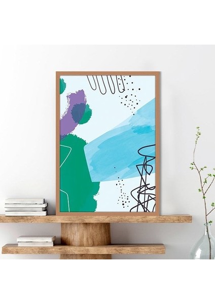 Mavi - Yeşil - Mor Geometrik Lekeler 1 Çerçeve ve Poster - C1262 indirimleri