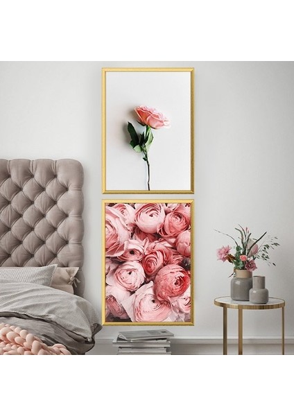Pembe Güller Ikili Çerçeve ve Poster Seti- B1030