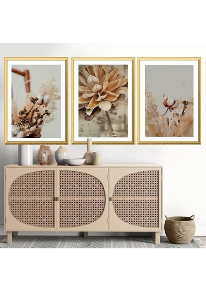 Pamuk Dalları 1 Üçlü Çerçeve ve Poster Seti - B1055