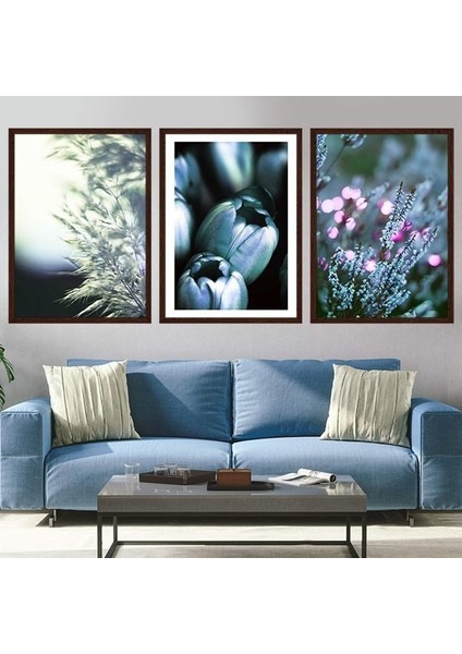 Lavanta ve Lale Esintisi Üçlü Çerçeve ve Poster Seti - B1014 fiyatları