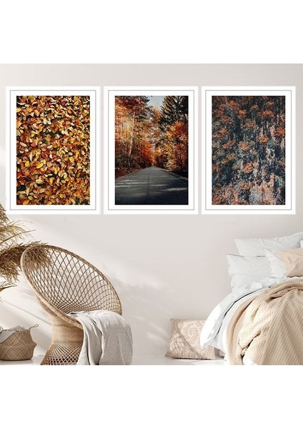 Sonbahar Üçlü Çerçeve ve Poster Seti - B1041 fırsatları