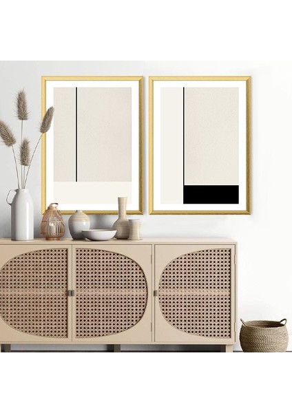 Çizgisel Lekeler 2 Ikili Çerçeve ve Poster Seti - C1012