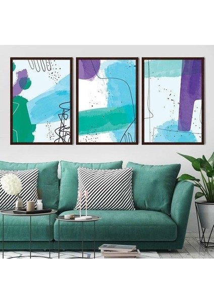 Çizgisel Lekeler 4 Üçlü Çerçeve ve Poster Seti - C1036 fiyatları