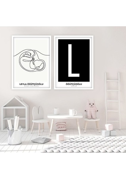 Bebek Çizim & Baş Harfi 3 Ikili Çerçeve ve Poster Seti - HA1015 fiyatları