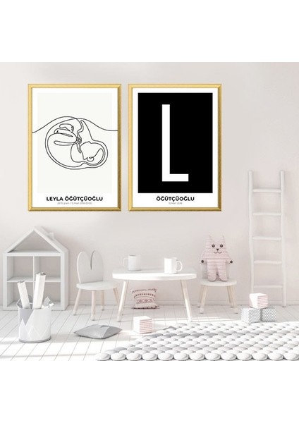 Bebek Çizim & Baş Harfi 3 Ikili Çerçeve ve Poster Seti - HA1015 modelleri
