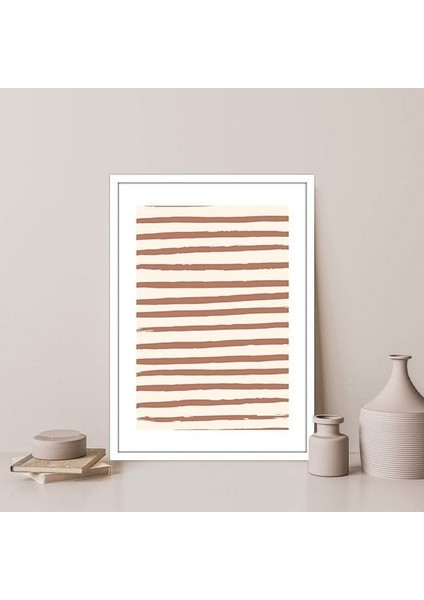 Bej Tonlarda Geometrik Çizgiler 3 Çerçeve ve Poster - C1090
