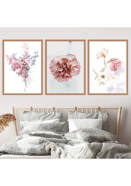 Pembe Bitkiler 1 Üçlü Çerçeve ve Poster Seti - B1028 fiyatları