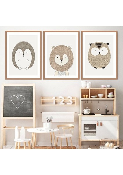 Kirpi, Aslan ve Baykuş 1 Üçlü Çerçeve ve Poster Seti - HA1028 fiyatları
