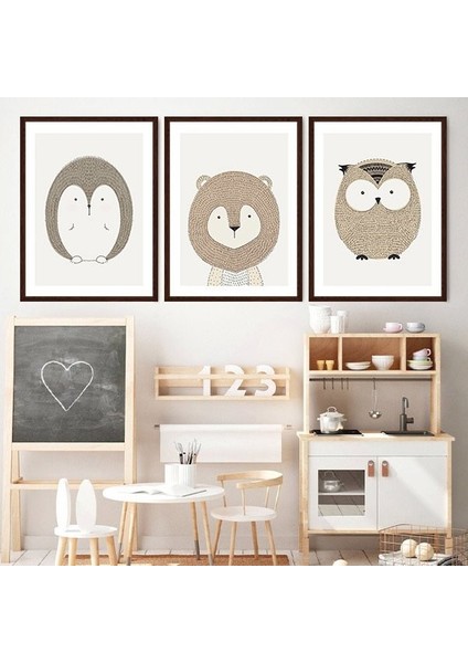 Kirpi, Aslan ve Baykuş 1 Üçlü Çerçeve ve Poster Seti - HA1028 modelleri