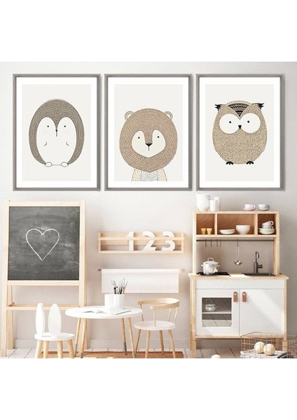 Kirpi, Aslan ve Baykuş 1 Üçlü Çerçeve ve Poster Seti - HA1028 fırsatları