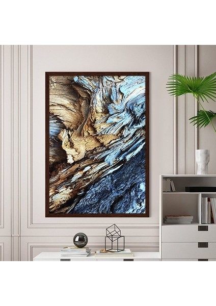Lacivert & Gold Kaya Dokusu 1 Çerçeve ve Poster - DK1020 modelleri