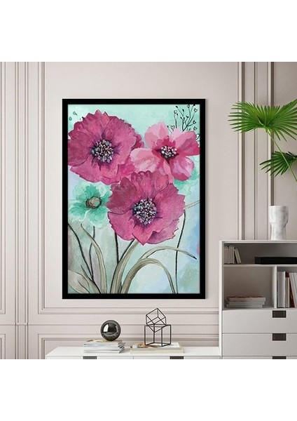 Pembe Suluboya Çiçek 2 Çerçeve ve Poster - B1173