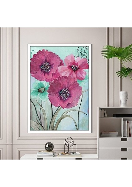 Pembe Suluboya Çiçek 2 Çerçeve ve Poster - B1173 fiyatları