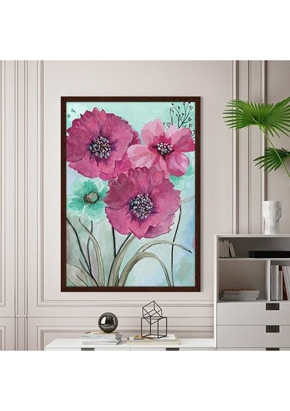 Pembe Suluboya Çiçek 2 Çerçeve ve Poster - B1173 modelleri