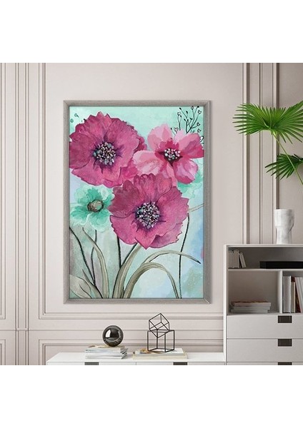 Pembe Suluboya Çiçek 2 Çerçeve ve Poster - B1173 fırsatları