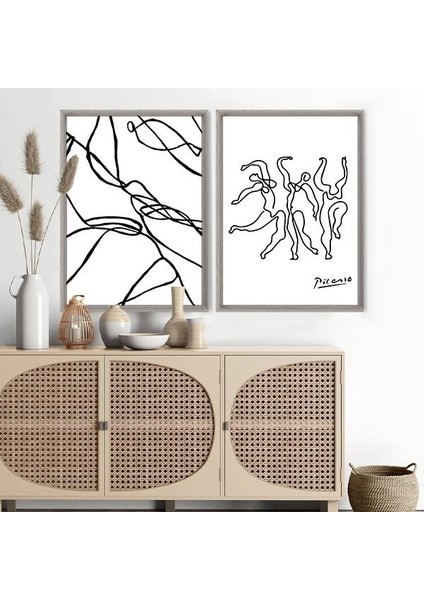 Line Art 5 Ikili Çerçeve ve Poster Seti - C1043