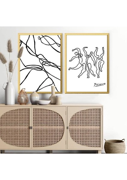 Line Art 5 Ikili Çerçeve ve Poster Seti - C1043 fırsatları