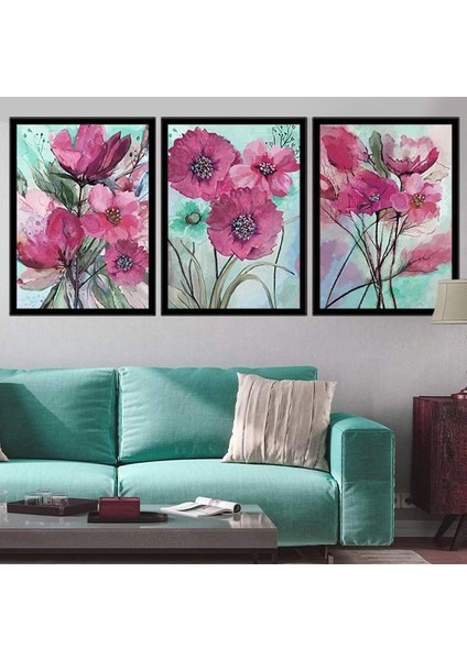 Pembe Suluboya Üçlü Çerçeve ve Poster Seti - B1033 fiyatları