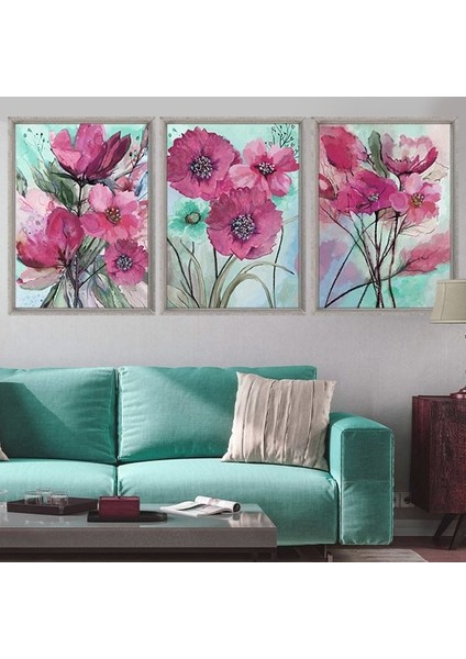 Pembe Suluboya Üçlü Çerçeve ve Poster Seti - B1033 modelleri