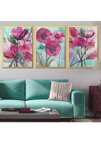 Pembe Suluboya Üçlü Çerçeve ve Poster Seti - B1033 fırsatları