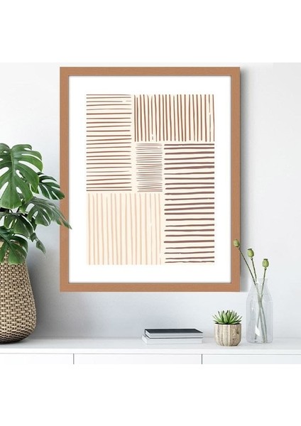 Bej Tonlarda Geometrik Çizgiler 1 Çerçeve ve Poster - C1088