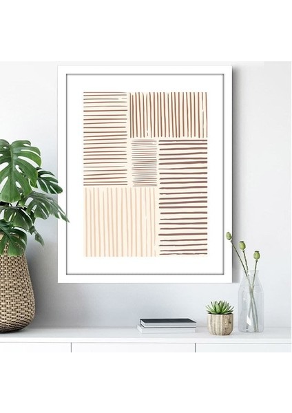Bej Tonlarda Geometrik Çizgiler 1 Çerçeve ve Poster - C1088 fiyatları