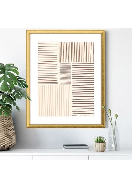 Bej Tonlarda Geometrik Çizgiler 1 Çerçeve ve Poster - C1088 modelleri