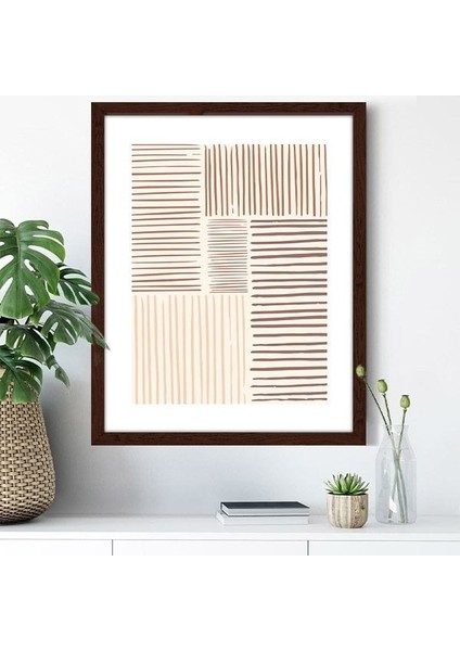 Bej Tonlarda Geometrik Çizgiler 1 Çerçeve ve Poster - C1088 indirimleri