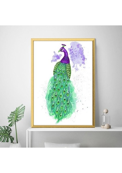 Mor & Yeşil Tavus Kuşu 3 Çerçeve ve Poster - H1043