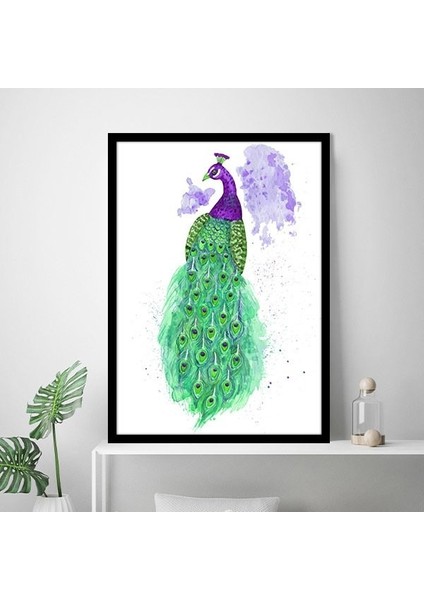 Mor & Yeşil Tavus Kuşu 3 Çerçeve ve Poster - H1043 modelleri