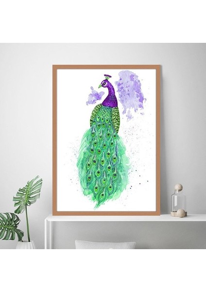 Mor & Yeşil Tavus Kuşu 3 Çerçeve ve Poster - H1043 indirimleri