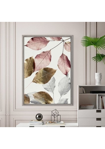 Pembe - Gold - Beyaz Bitkiler 1 Çerçeve ve Poster - B1164 modelleri