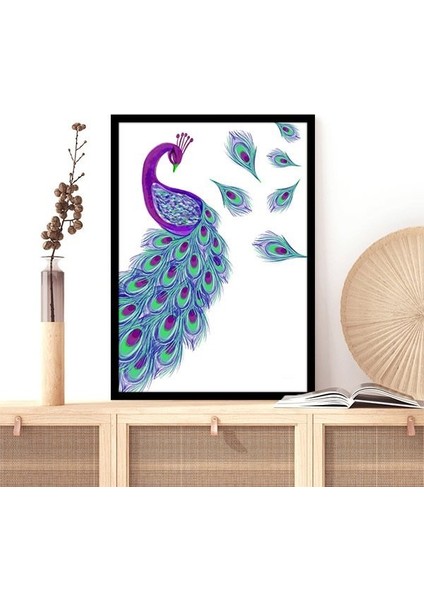 Mor & Yeşil Tavus Kuşu 2 Çerçeve ve Poster - H1042 fırsatları