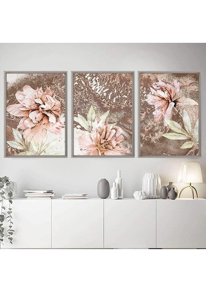 Yavru Ağzı Lotus Üçlü Çerçeve ve Poster Seti - B1046 fırsatları