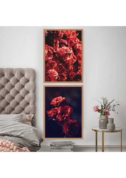 Bordo Güller Ikili Çerçeve ve Poster Seti -B1006 fiyatları