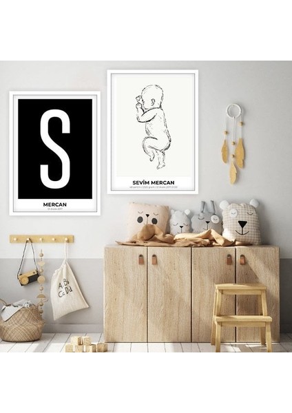 Bebek Çizim & Baş Harfi 6 Ikili Çerçeve ve Poster Seti - HA1020 fiyatları