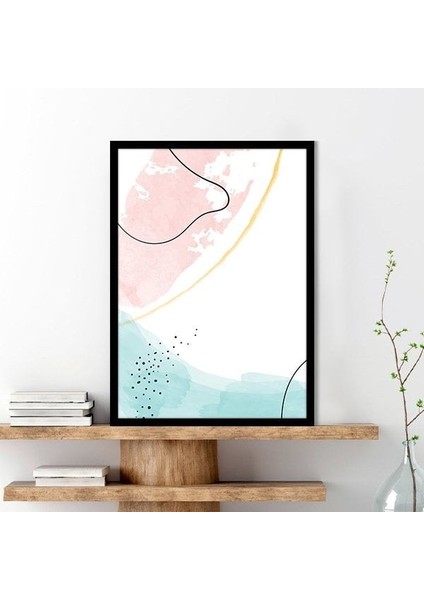 Sulu Boya Temalı Pembe - Yeşil Tonlar 3 Çerçeve ve Poster - C1267
