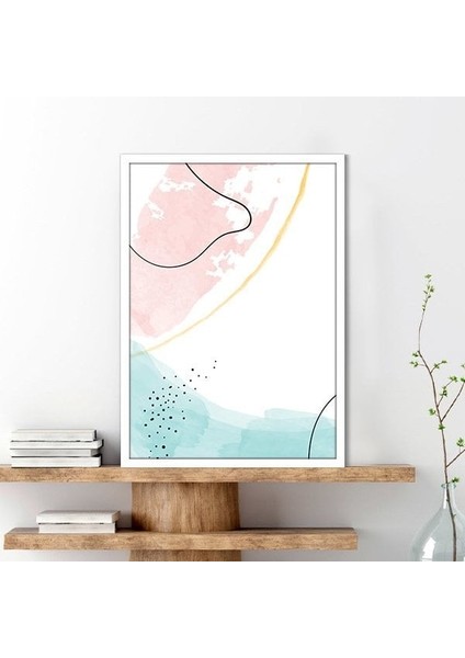 Sulu Boya Temalı Pembe - Yeşil Tonlar 3 Çerçeve ve Poster - C1267 fiyatları
