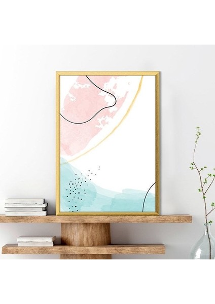 Sulu Boya Temalı Pembe - Yeşil Tonlar 3 Çerçeve ve Poster - C1267 modelleri