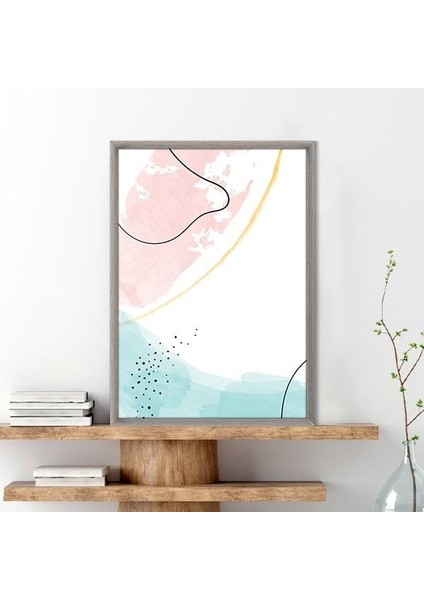 Sulu Boya Temalı Pembe - Yeşil Tonlar 3 Çerçeve ve Poster - C1267 fırsatları