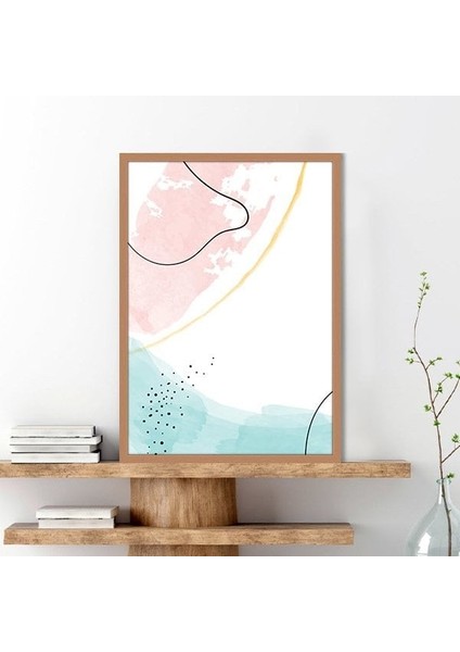 Sulu Boya Temalı Pembe - Yeşil Tonlar 3 Çerçeve ve Poster - C1267 indirimleri