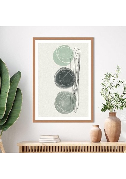 Sulu Boya Temalı Yeşil Tonlar 4 Çerçeve ve Poster - C1240