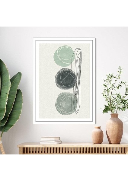 Sulu Boya Temalı Yeşil Tonlar 4 Çerçeve ve Poster - C1240 modelleri