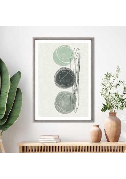 Sulu Boya Temalı Yeşil Tonlar 4 Çerçeve ve Poster - C1240 fırsatları