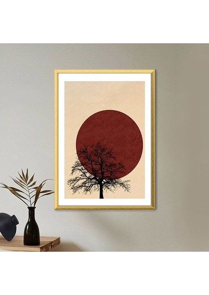 Kızıl Güneş ve Ağaç 3 Çerçeve ve Poster - IL1048 modelleri