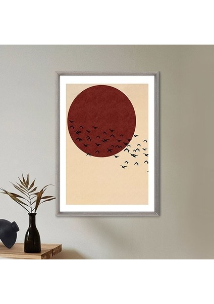 Kızıl Güneş ve Kuşlar 1 Çerçeve ve Poster - IL1046 fırsatları