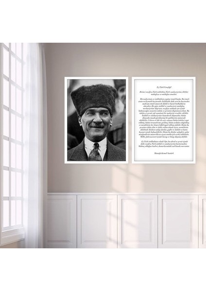 Atatürk ve Gençliğe Hitabe Ikili Çerçeve ve Poster Seti - ATA1002