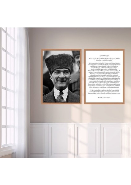 Atatürk ve Gençliğe Hitabe Ikili Çerçeve ve Poster Seti - ATA1002