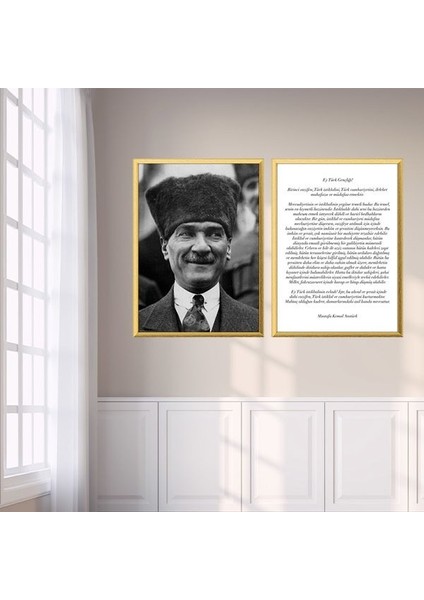 Atatürk ve Gençliğe Hitabe Ikili Çerçeve ve Poster Seti - ATA1002