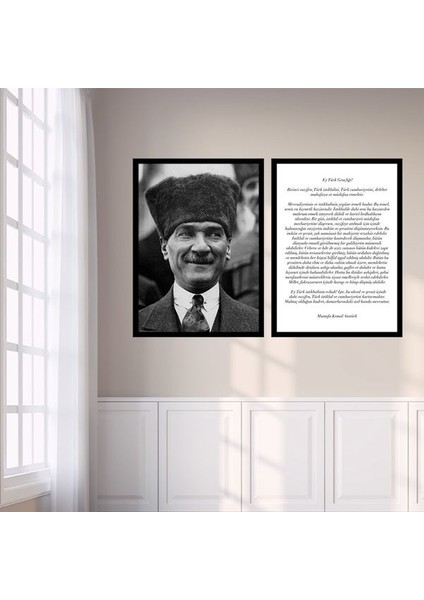 Atatürk ve Gençliğe Hitabe Ikili Çerçeve ve Poster Seti - ATA1002